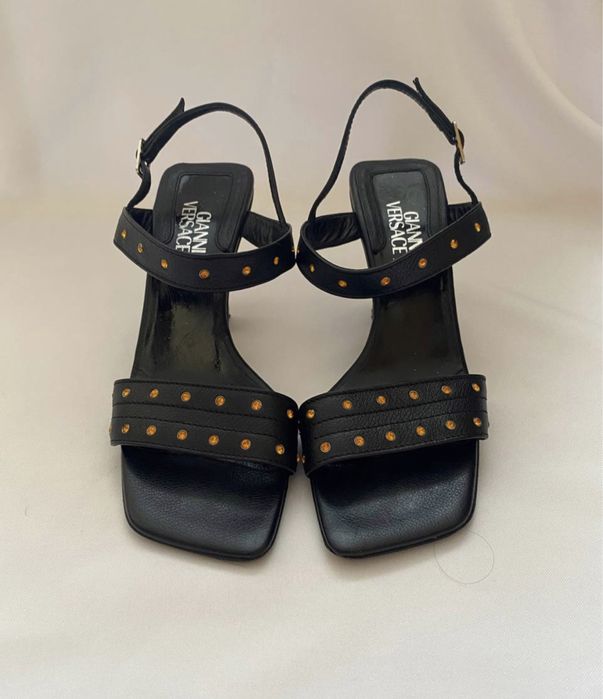 Шкіряні Босоніжки Сандалі GIANNI VERSACE Y2K 90s Vintage Black Leather