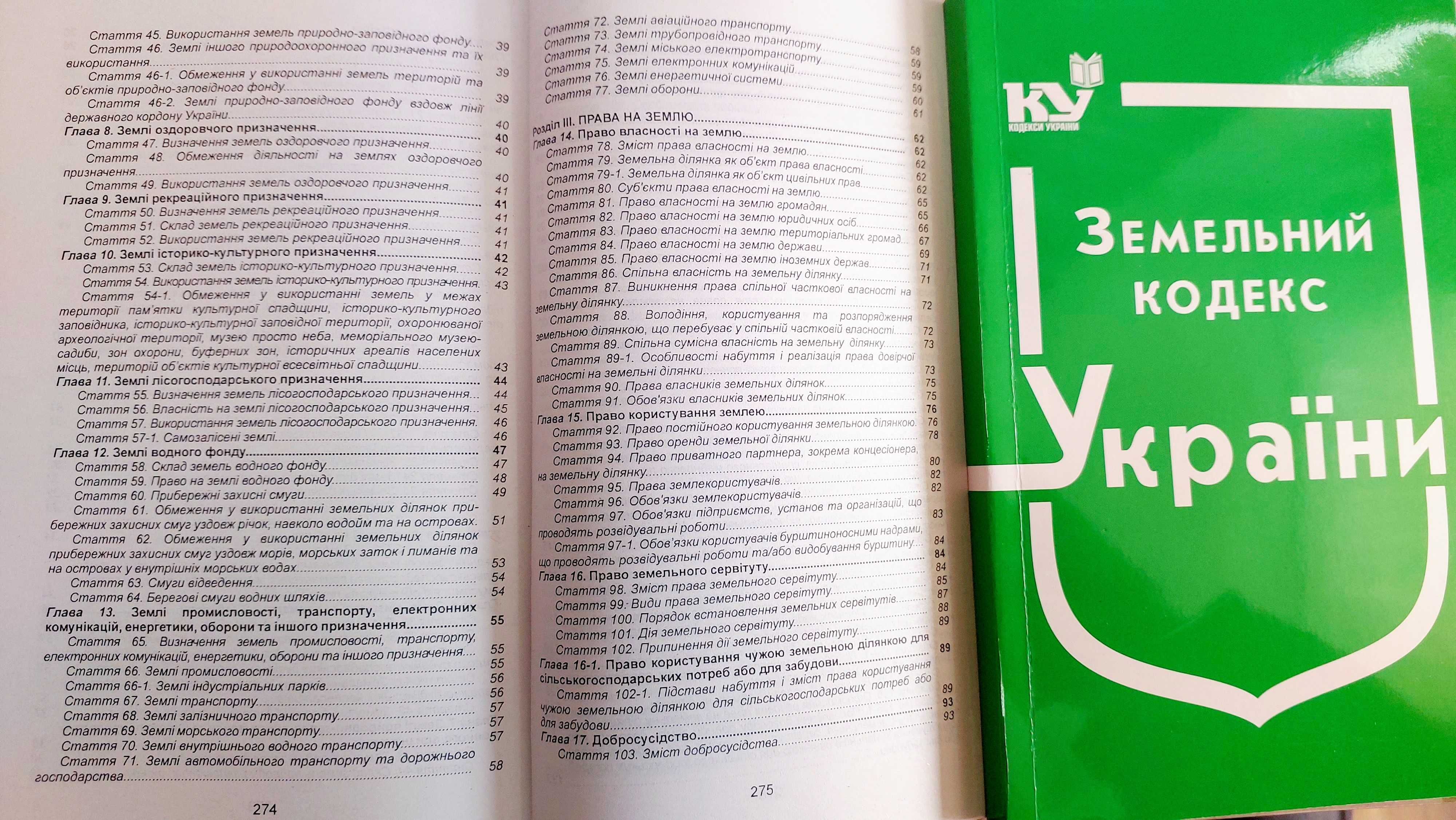 Земельний Кодекс України березень 2024р Паливода
