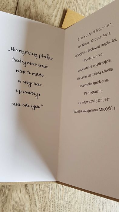 Kartka eko na ślub z grafiką i cytatem ręcznie robiona