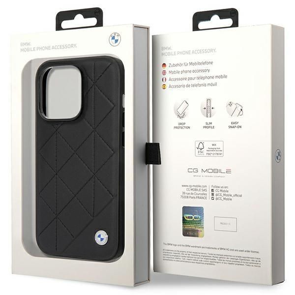 Etui Bmw Bmhcp14L22Rqdk Na Iphone 14 Pro - Czarne Leather Quilted