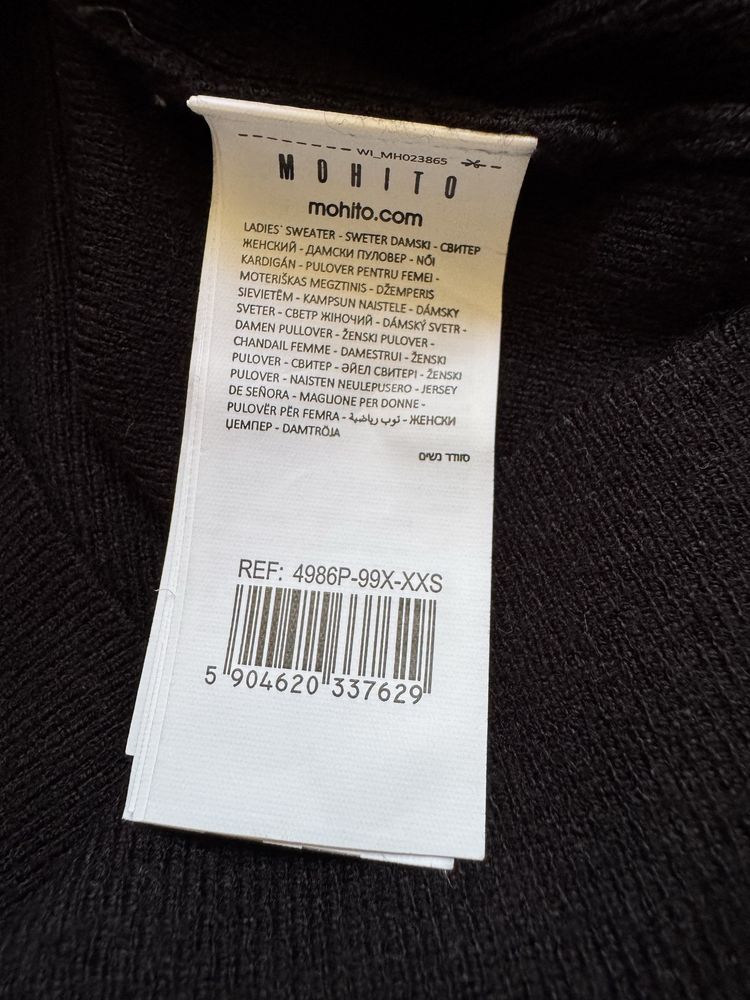 Nowy Czarny sweter  golf Mohito XXS Eco Viscose klasyczny basic