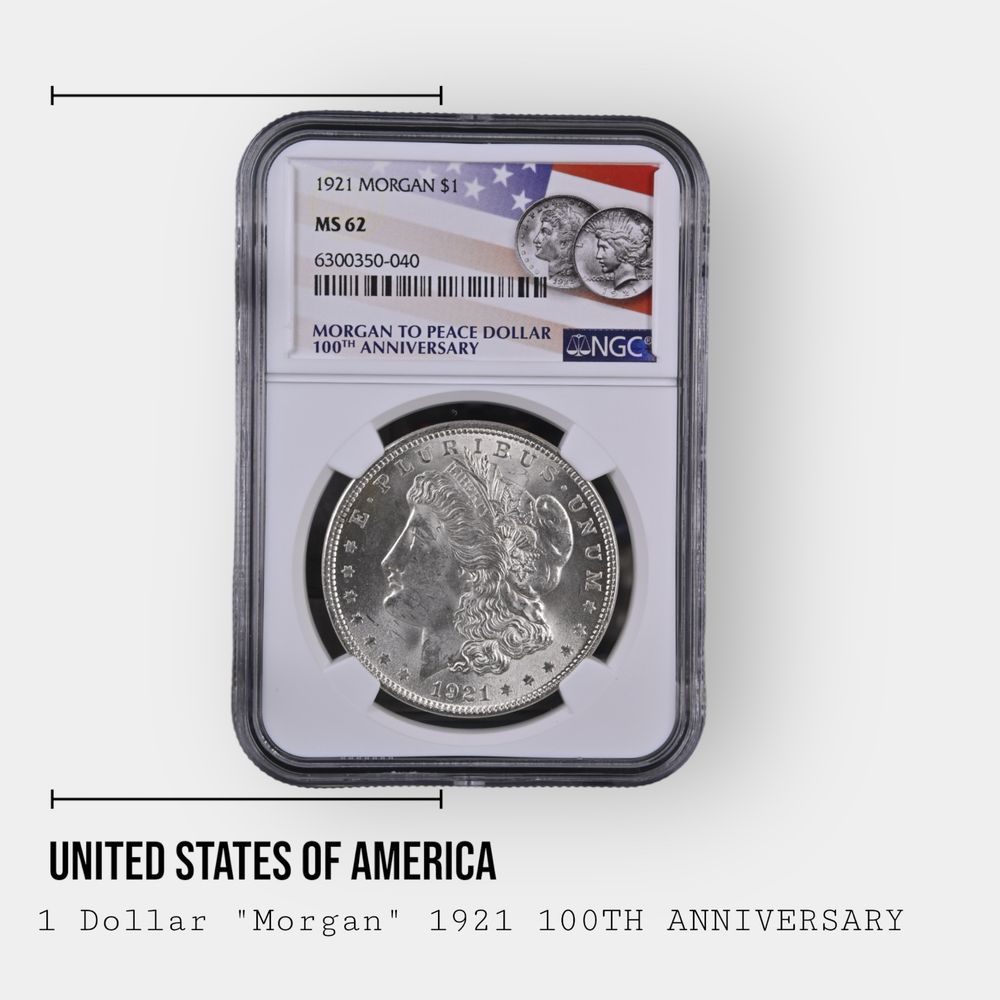 Срібна монета долар Морган США 1$ в слабі NGC MS62 MS63 є опт