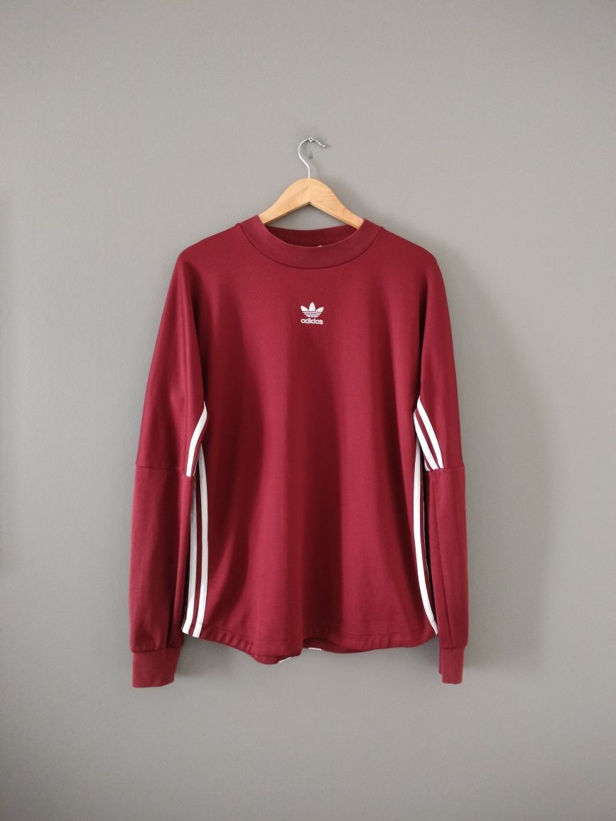 Bordowy Longsleeve Koszulka Sportowa Adidas Center Logo S