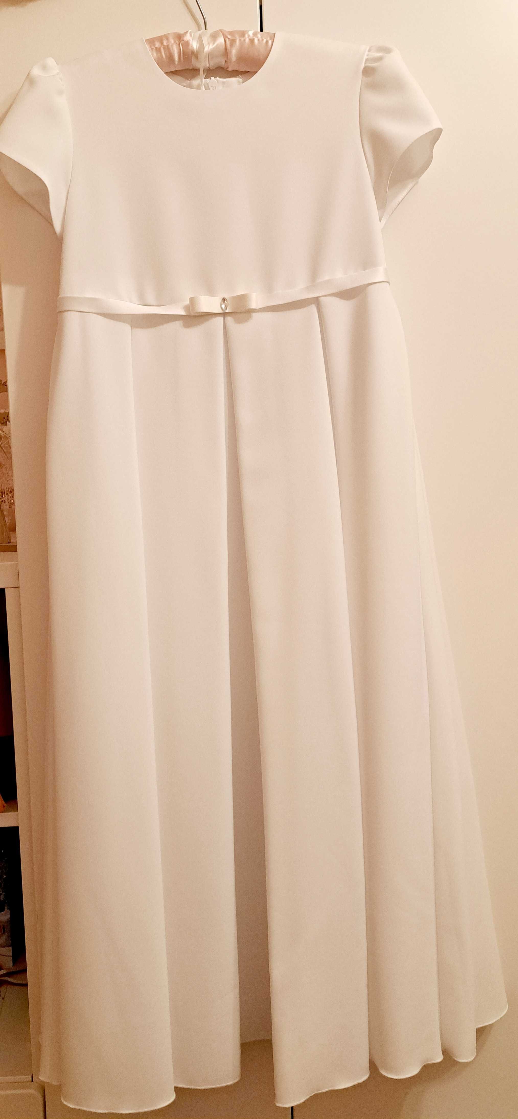 Sukienka komunijna 146 (długość sukienki 110cm)+bolerko+torebka+wianek