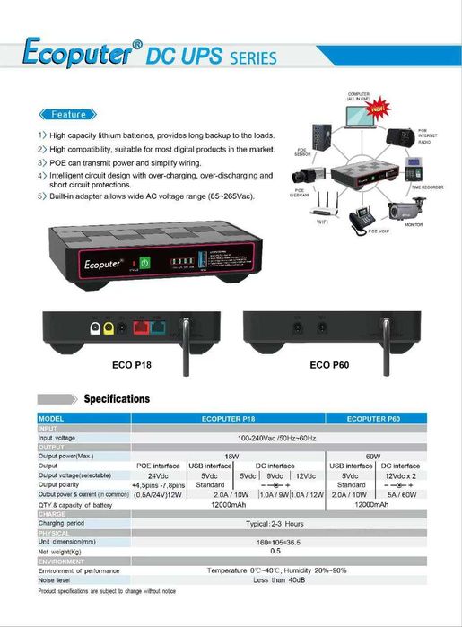 Джерело безперебійного живлення DC UPS Kraft KRF-MUPS-1812