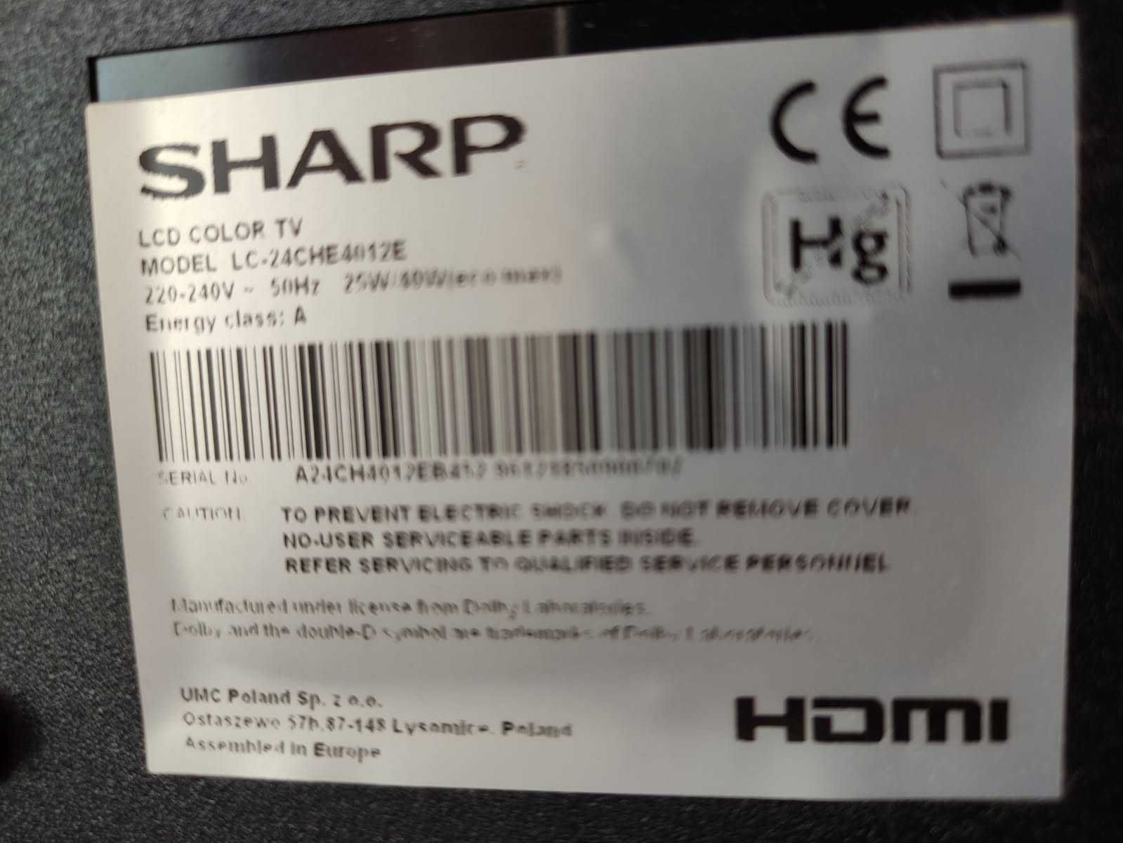 Sprzedam telewizor SHARP 24 Całe LC-24CHE4012E