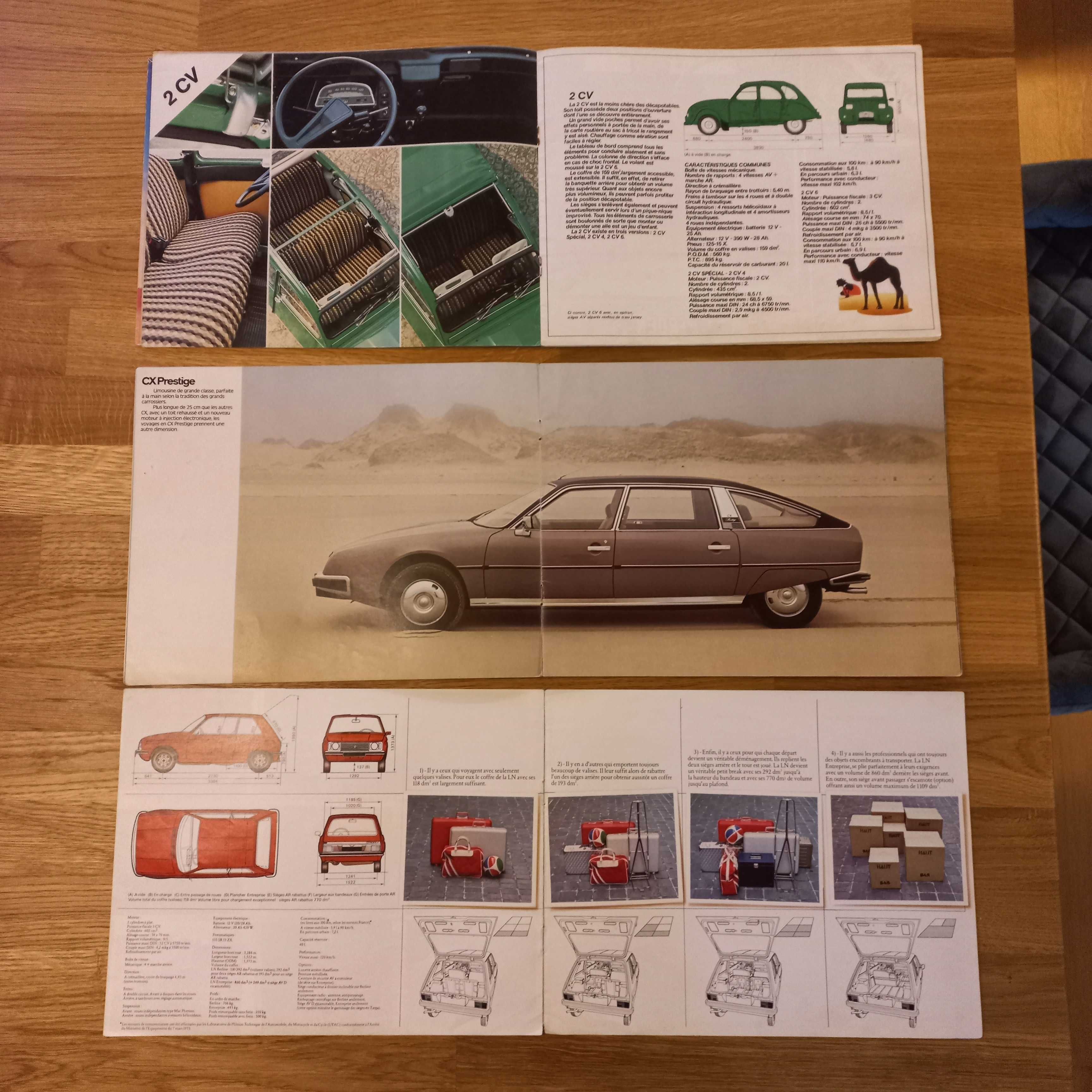 CITROEN unikalny zestaw prospektów z połowy lat 70' CX, GS, LN, Mehari