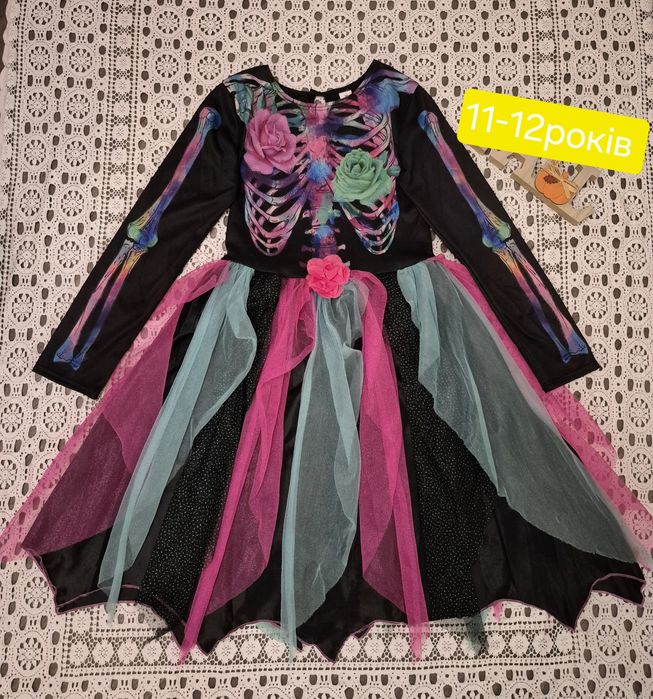 Костюм на хелловін для дівчинки скелет,відьма,вампір
