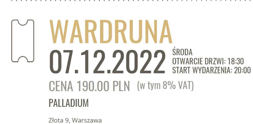 2 Bilety na koncert Wardruna w Warszawie