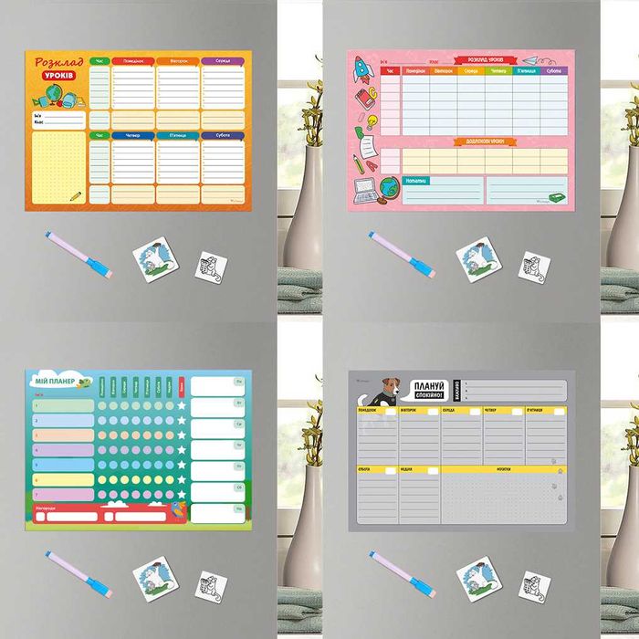 Магнітний планер різні А4. Тиждень. Меню. Заохочень. Розклад уроків
