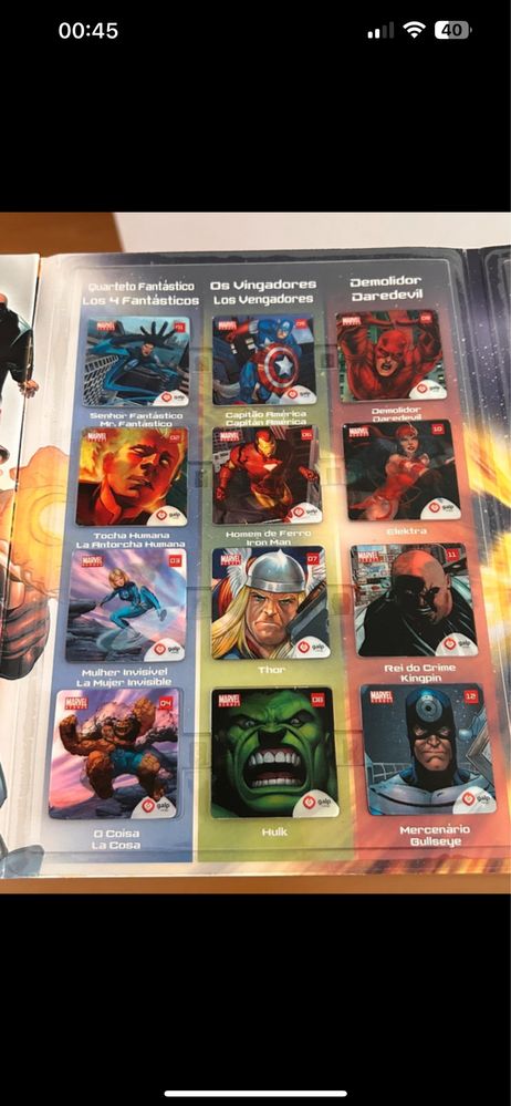 Coleção Marvel Galp 24 ímans
