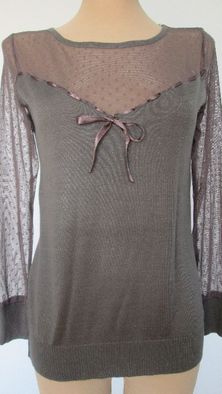 bluzka sweter brąz koronka r.36/38 śliczna!