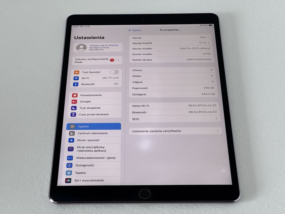 iPad Pro 10.5 (A1701) - 256GB - faktura VAT 23%