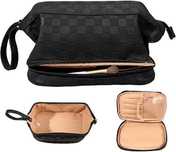 Kosmetyczka Abiudeng czarna | elegancka, dwupoziomowa, nowa