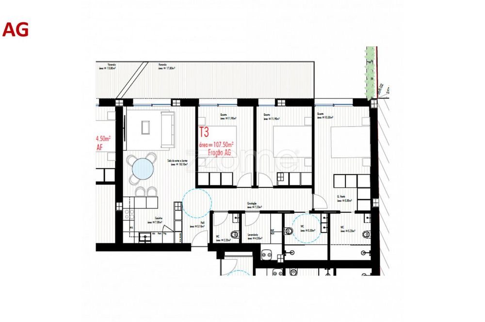 Apartamento T3 c/ Varanda, Freamunde, Paços de Ferreira (Fração AG)