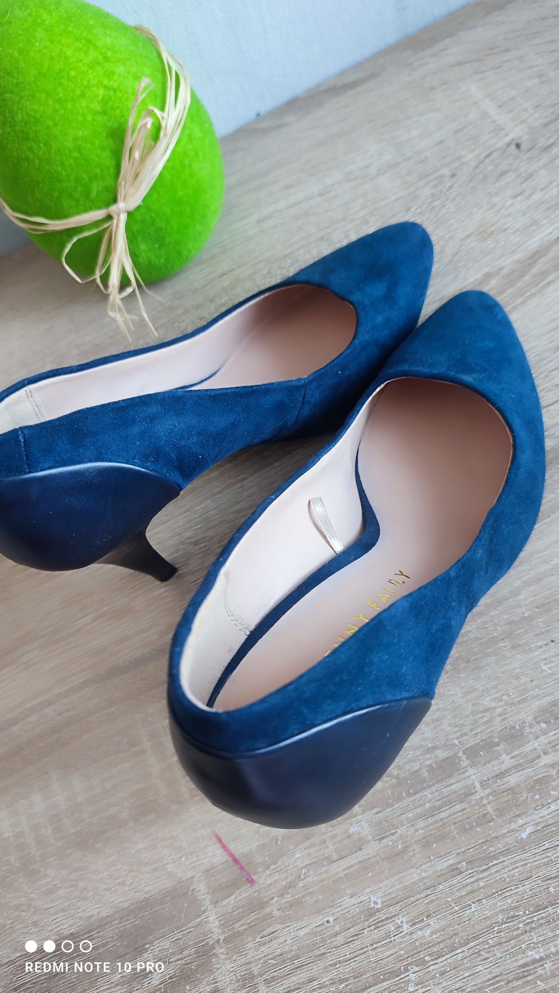 Buty damskie czółenka szpilki granatowe