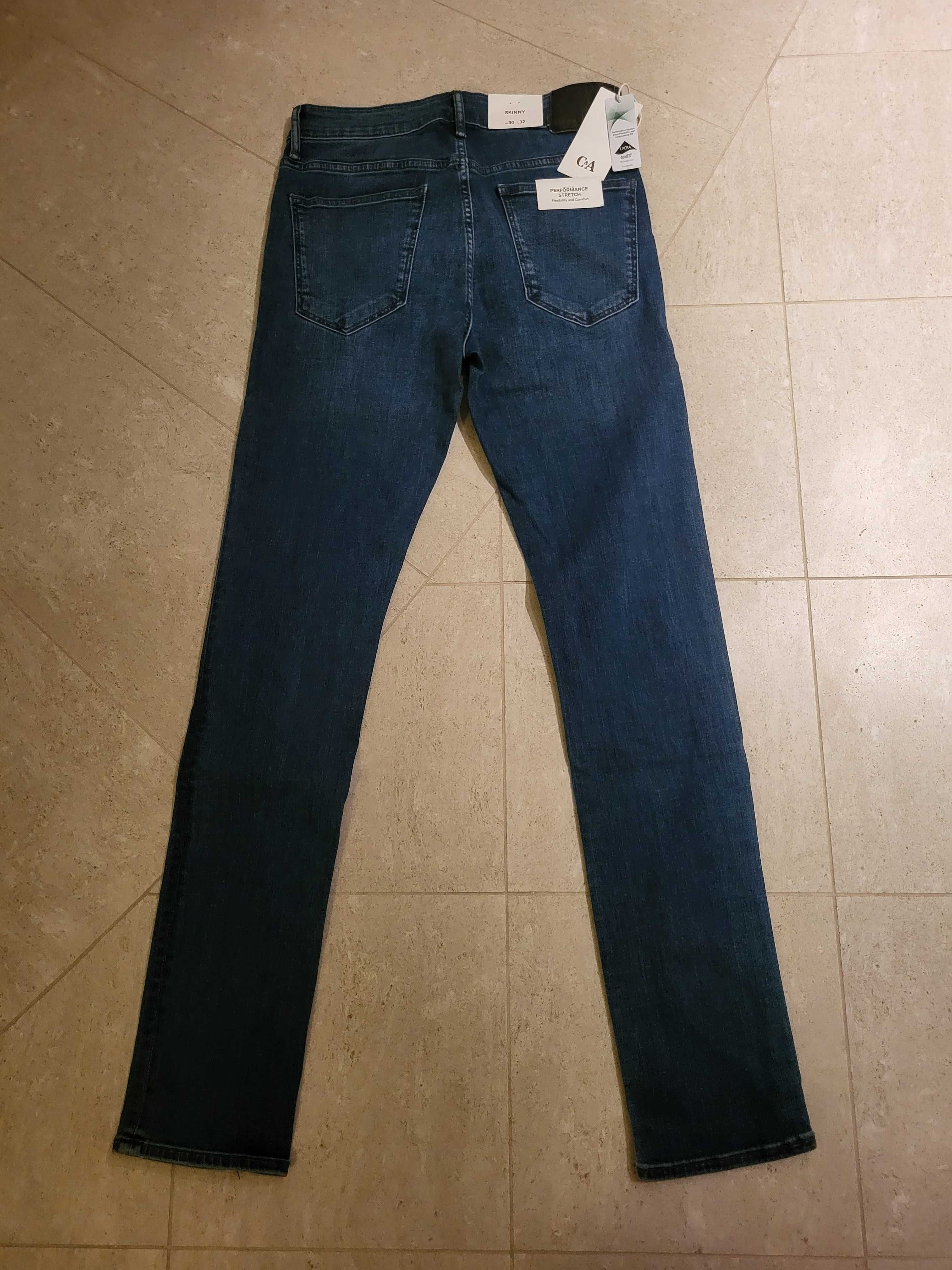 C&A spodnie męskie jeansy skinny stretch rozmiar W30 L32 nowe