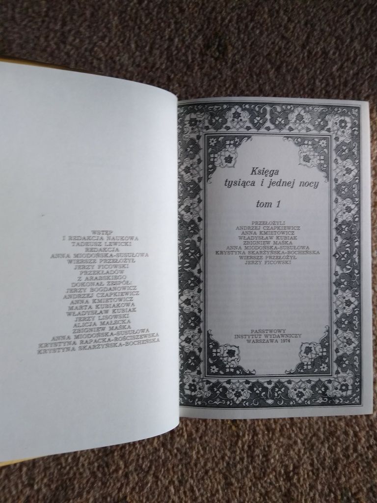 Księga tysiąca i jednej nocy - Kitāb alf lajla wa lajla - 9 t.- 1974r.