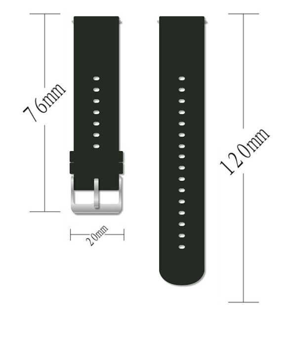 Nowy silikonowy pasek opaska smartwatch 20mm czarny