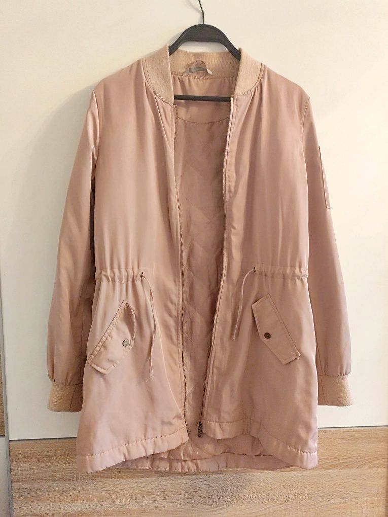 Damska kurtka płaszczyk ze ściągaczem, trencz, parka spring jacket