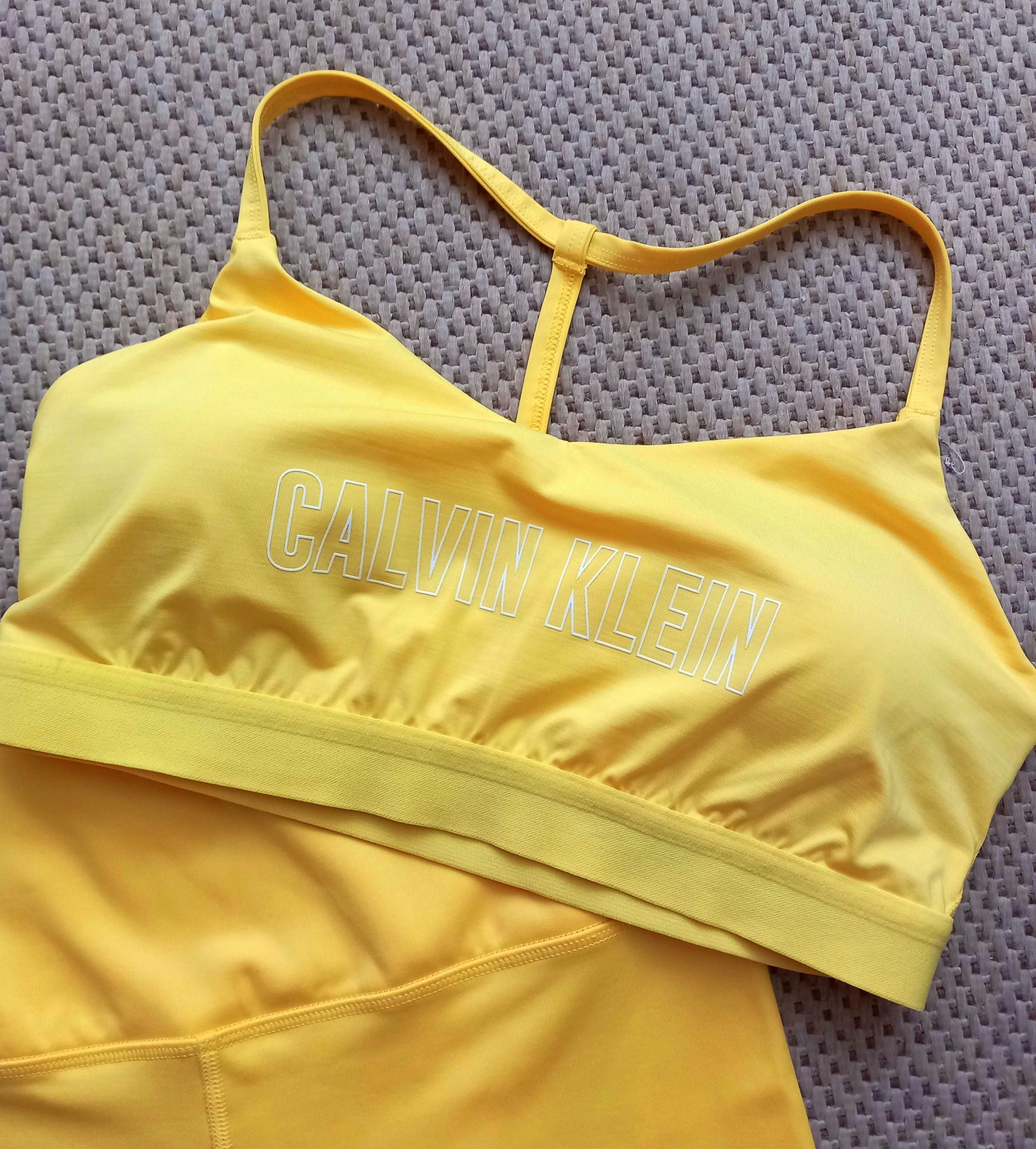 Calvin Klein żółty komplet sportowy set siłownia fitness