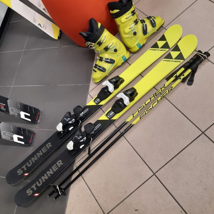 narty Fischer 130cm+buty Fischer 23.5cm