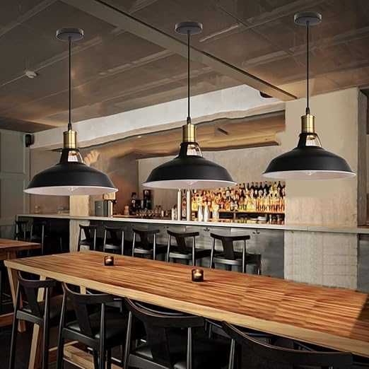 Czarna lampa wisząca Lightess, metalowa, styl retro, średnica 27 cm