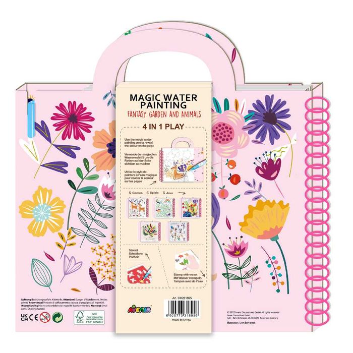 Avenir Багаторазова водна розмальовка 4 в1 Сад фантазій 8 аркушів