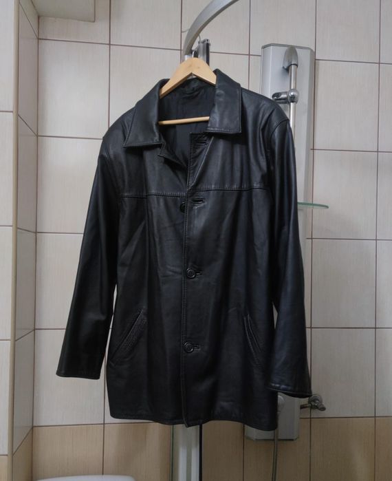 kurtka skórzana XL czarna vintage skóra elegancka Black leather sport