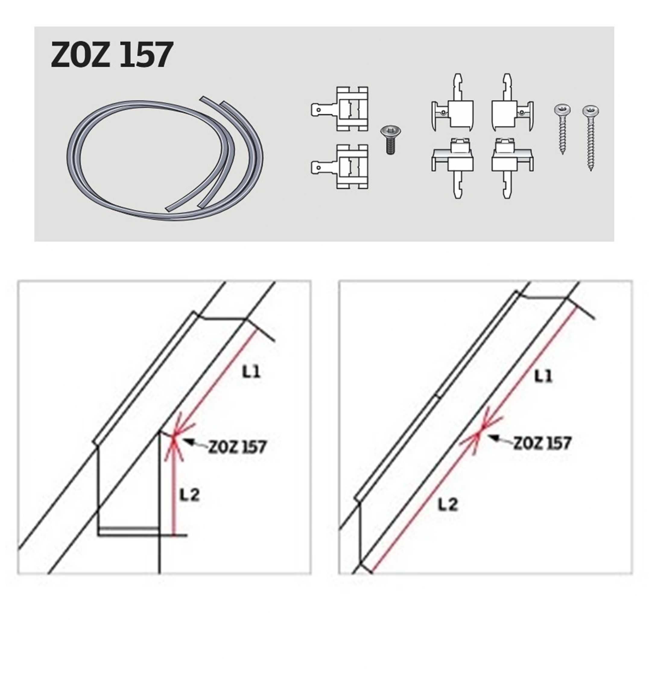 Zestaw adaptacyjny VELUX ZOZ 157 łączący dwie moskitiery ZIL z prowad.
