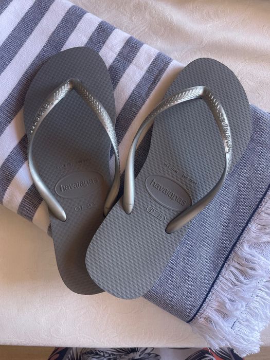 Chinelas Havaianas Slim prata / 37/38 Europa. Novas!!