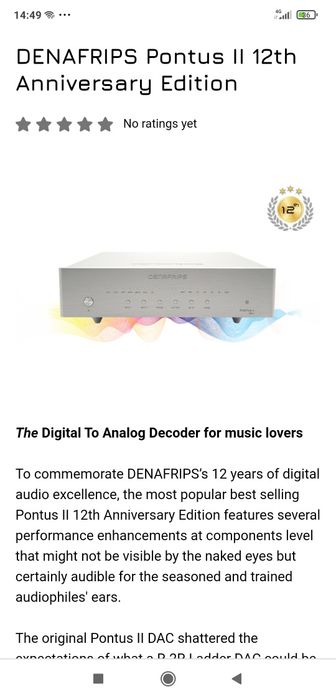 Dac Denafrips Pontus2 12th aniversary edition preto