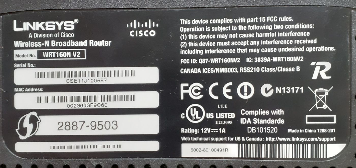Bezprzewodowy router Wi-Fi Cisco Linksys WRT160N v2