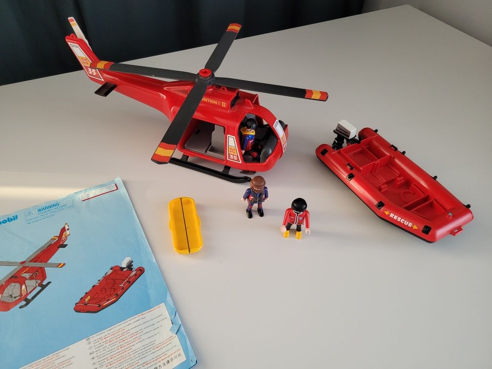 Zestaw Playmobil ratunkowy. Rescue helikopter, motorówka, ponton