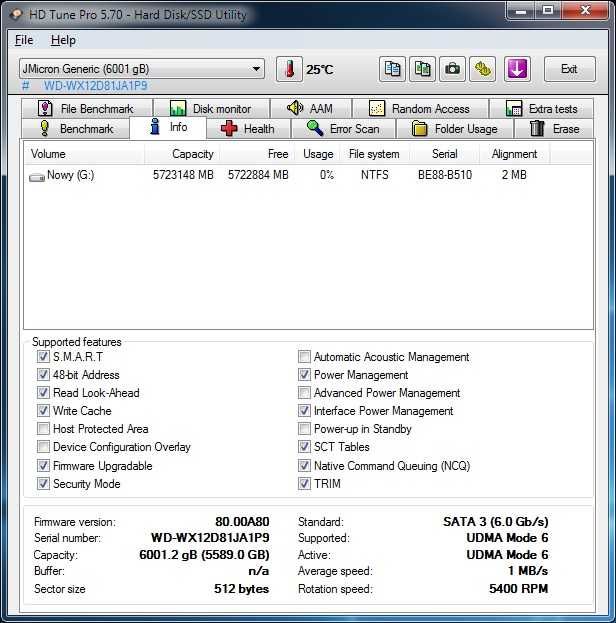 Dysk 6TB WD60EZAZ SATA III 3,5" 5400 obr./min.