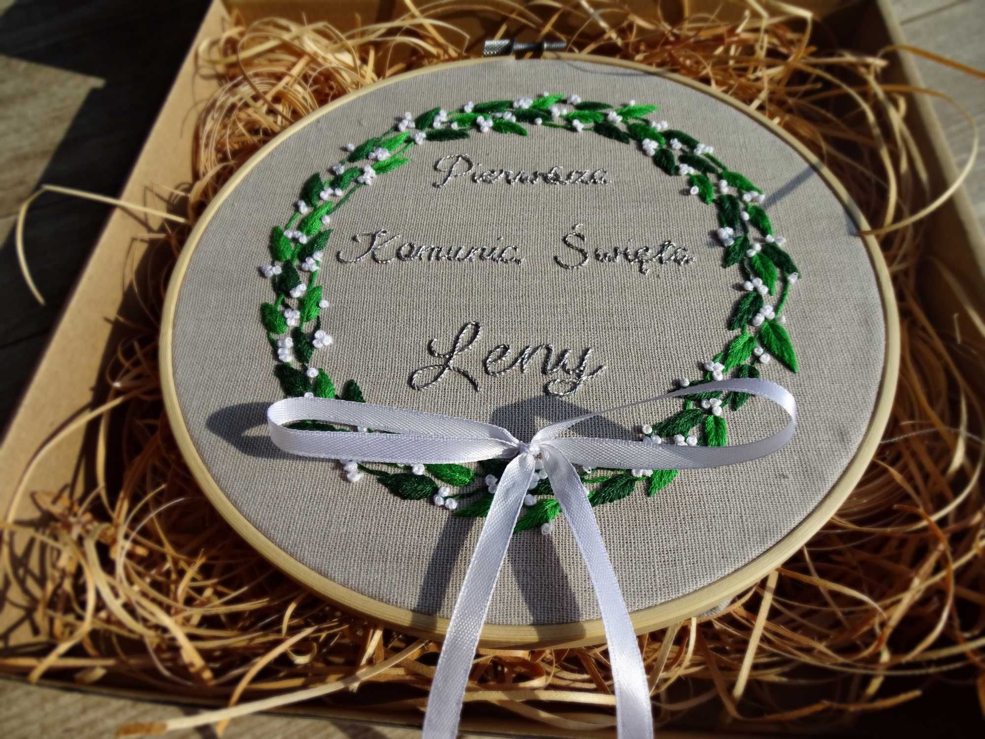 Pamiątka I Komunii Świętej, Dziewczynka, Haft ręczny, Handmade
