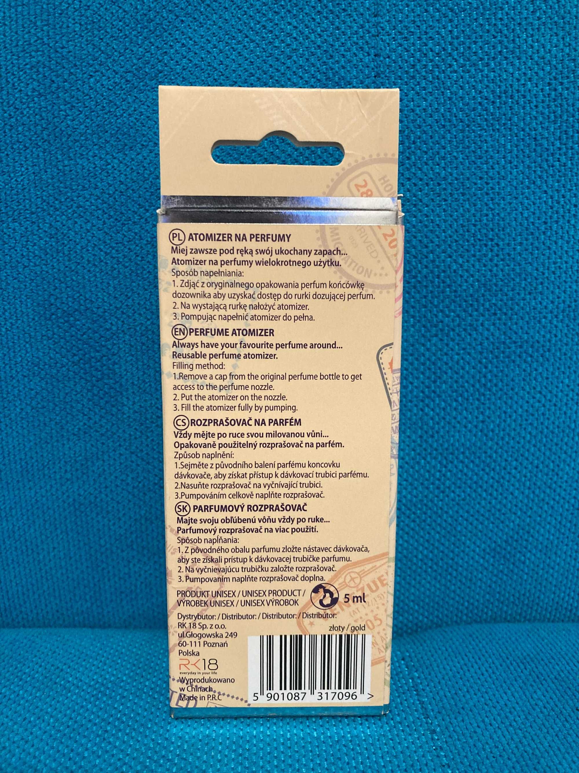 Atomizer do perfum Miss Travel 5 ml złoty *nowy*