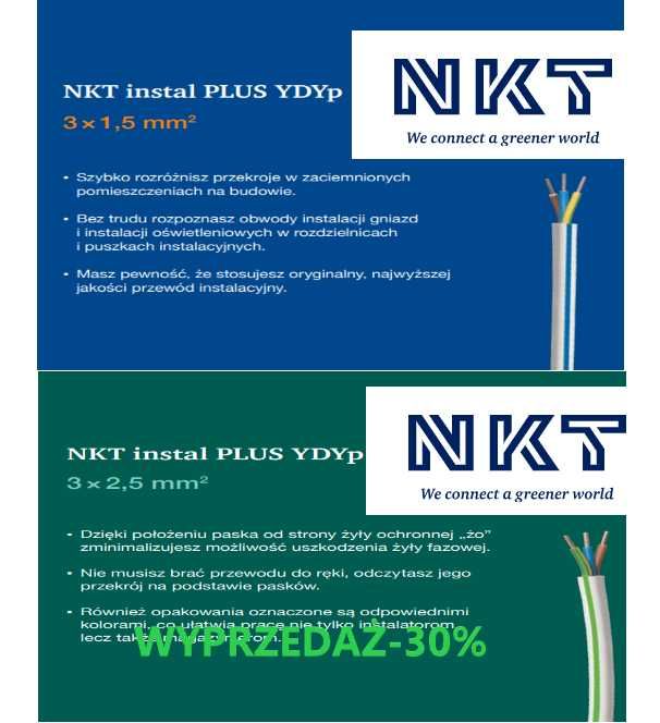 Przewód NKT Instal Plus kabel ZESTAW YDYp 2/3x1,5 + 3/3x2,5. 500MB.