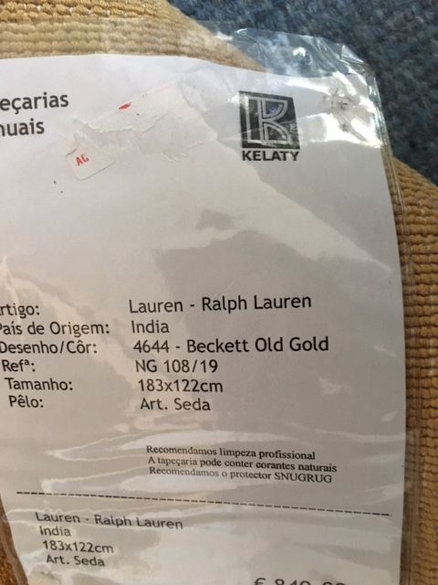 Tapete Art Seda Ralph Lauren. Novo!