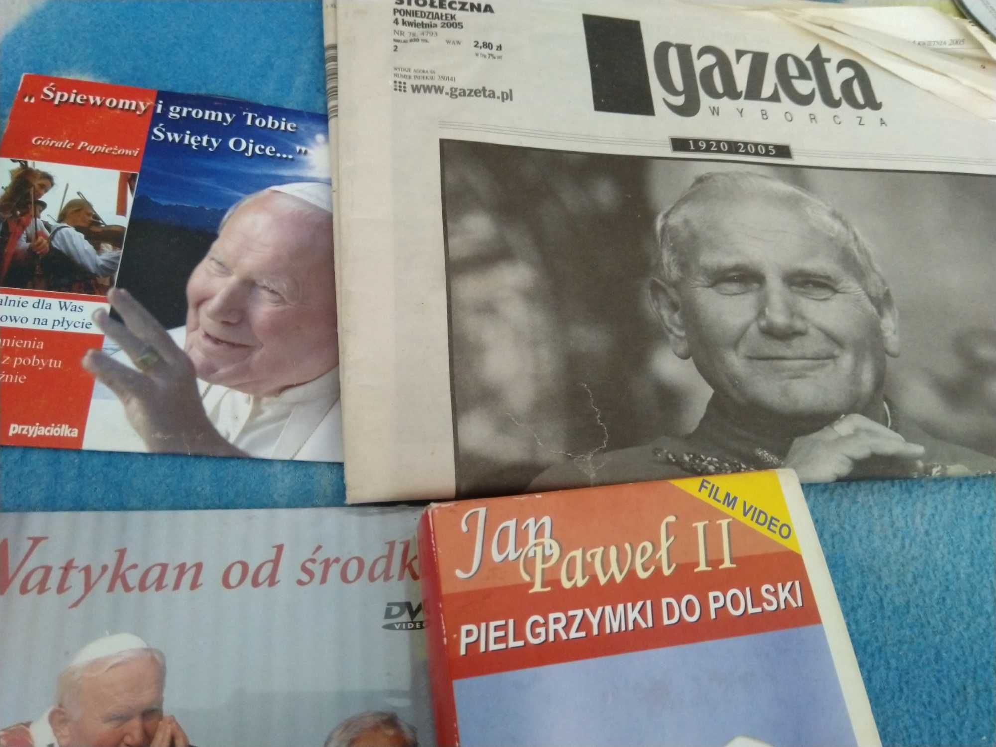 Zestaw Papieski Jan Paweł II -płyta,kaseta,gazeta z kwietnia 2005 roku