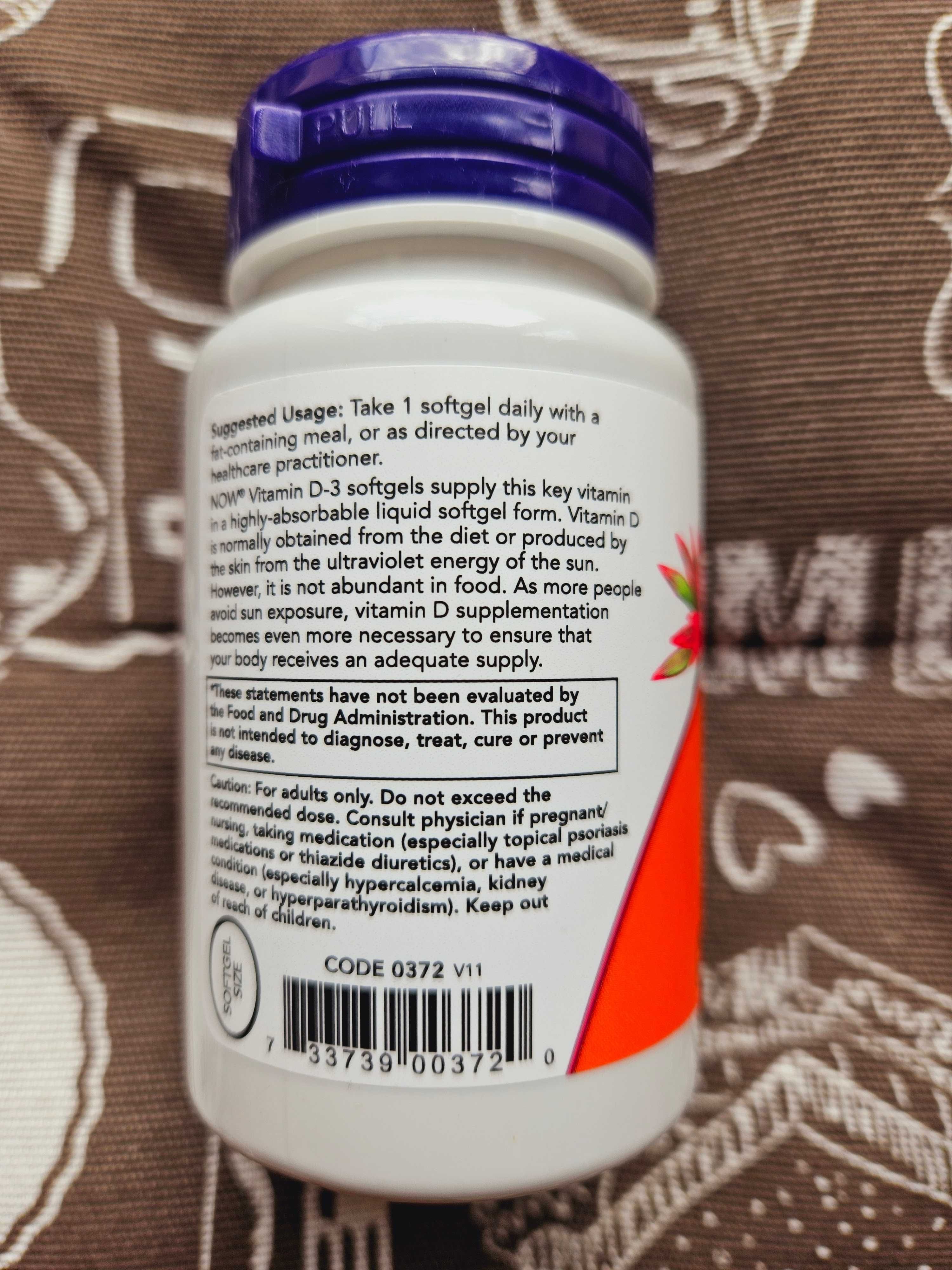 NOW Foods високоефективний вітамін D3 Д3 витамин 5000 МО 120 240 шт