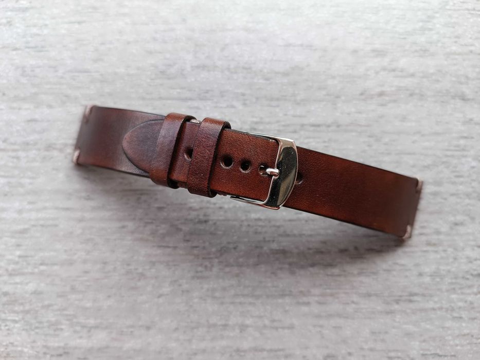 Brązowy skórzany pasek zegarka 22/18 mm S/M
