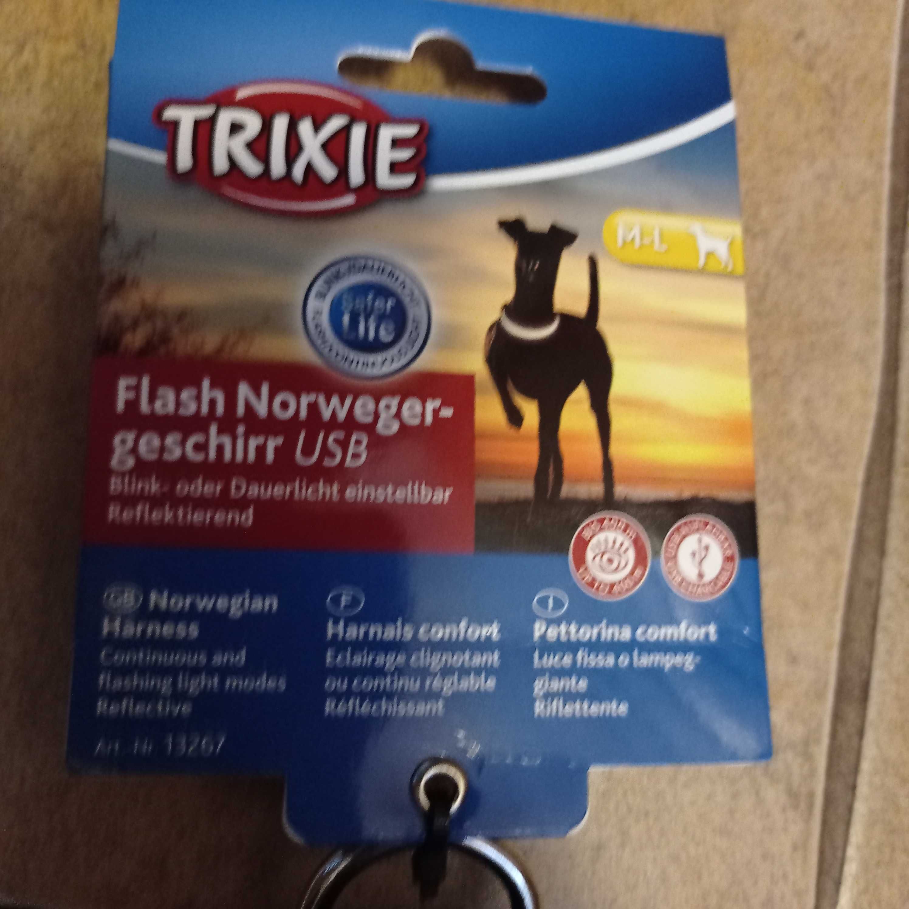 Trixie - świecące szelki norweskie dla psa LED, ładowane  M lub M-L