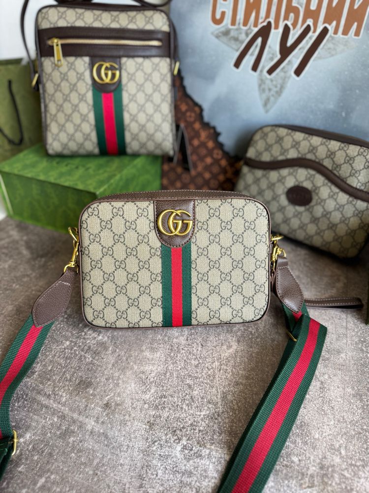 Сумка чоловіча жіноча Gucci гуччи месенджер гучі шкіряна кросбоді GG