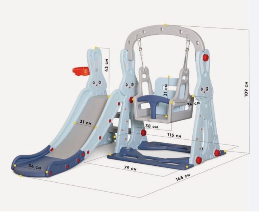 Горка качелька для детей Mealux Bunny (KD-B261 Blue)