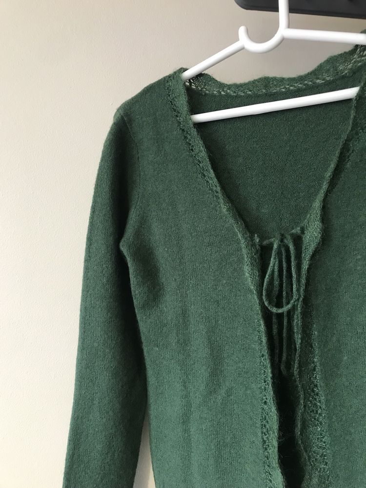 Casaco verde de lã manga comprida