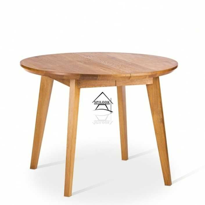 Stół okrągły drewniany rozkładany-drewno dębowe-loft
