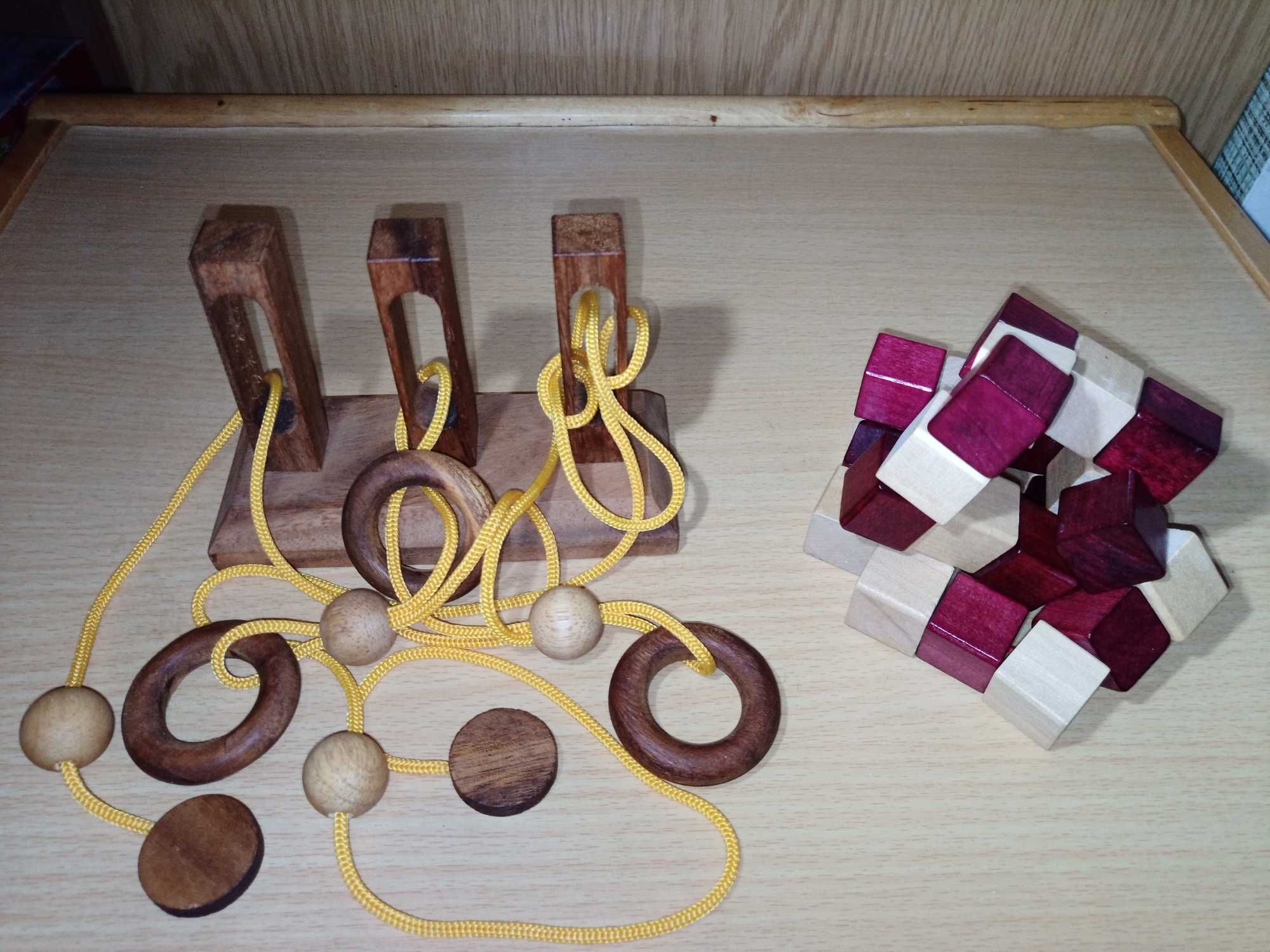 Три деревянные головоломки DeAgostini с буклетами + еще 2 головоломки