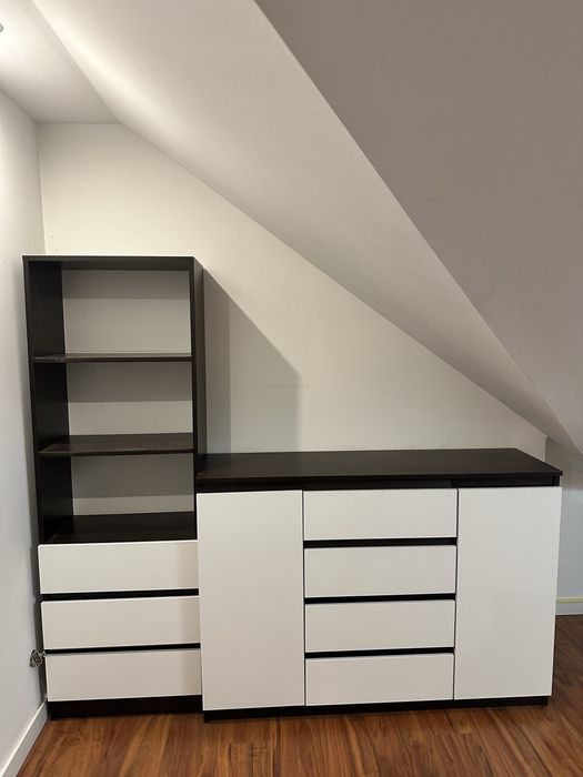 Komoda i regal czarno-biale
