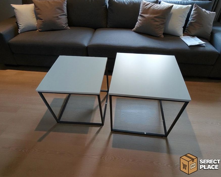 Stolik kawowy kwadratowy 2-częściowy biały